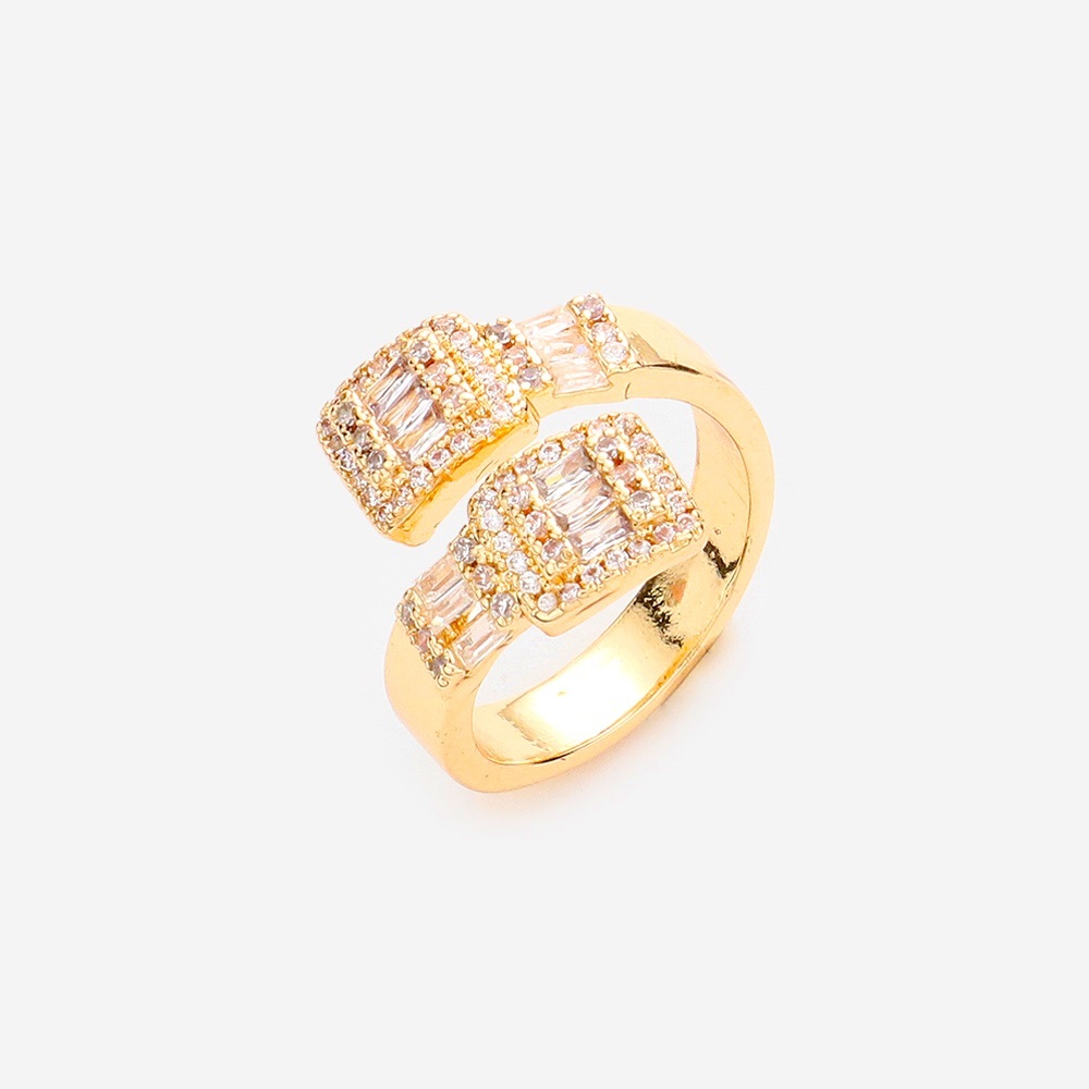 Gold Baguette Stone Accented Band Ring